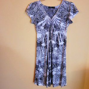 Apt. 9 Black White Paisley Embellished Boho Dress Size S